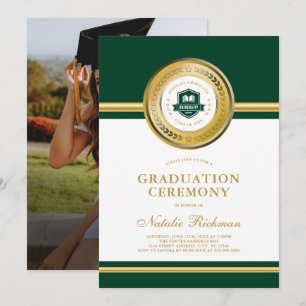 Invitation Cérémonie d'obtention d'un diplôme officiel vert e