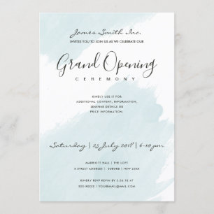 INVITATION CÉRÉMONIE D'OUVERTURE AQUA BLEU À L'AQUARELLE