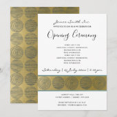 INVITATION CÉRÉMONIE D'OUVERTURE DU LUXE NAVY FAUX OR CIRCLE (Devant / Derrière)