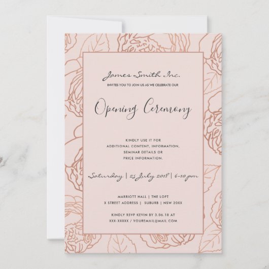 INVITATION CÉRÉMONIE D'OUVERTURE FLORALE ROSE ROSE ROSE LUXE (Devant)