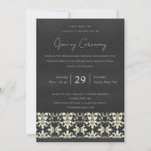 INVITATION CÉRÉMONIE D'OUVERTURE GRANDIOSE DAMAS NOIR BLANC C (Devant)