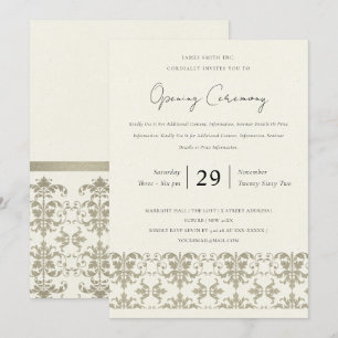 INVITATION CÉRÉMONIE D'OUVERTURE GRANDIOSE EN ARGENTÉ DAMASSÉ