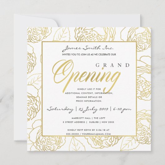 INVITATION CÉRÉMONIE D'OUVERTURE GRANDIOSE LUXE OR NAVY ROSE (Devant)