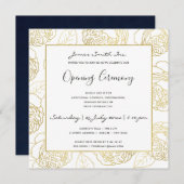 INVITATION CÉRÉMONIE D'OUVERTURE GRANDIOSE LUXE OR NAVY ROSE  (Devant / Derrière)