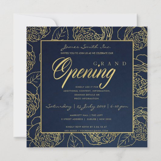 INVITATION CÉRÉMONIE D'OUVERTURE GRANDIOSE LUXE OR NAVY ROSE  (Devant)