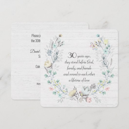 Invitation Cérémonie du 30e anniversaire sur le bois (Devant / Derrière)