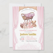 Invitation Cérémonie du Baby shower de fille rose (Devant)