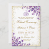 Invitation Cérémonie du Mehndi Islamique de la Frame d'Or Vio (Devant)