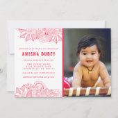 Invitation Cérémonie du premier riz de l'Annaprashan Floral P (Devant)