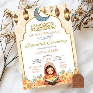Invitation Cérémonie florale Bismillah pour fille musulmane