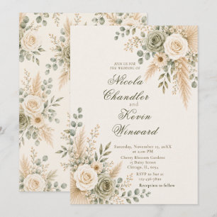 Invitation Cérémonie Florale Neutre Élégante