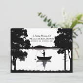 Invitation Cérémonie funéraire de pêche à jamais Noir et blan (Debout devant)