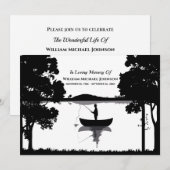 Invitation Cérémonie funéraire de pêche à jamais Noir et blan (Devant / Derrière)