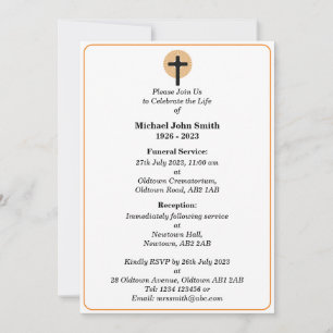 Invitation Cérémonie Funeral Cross personnalisable