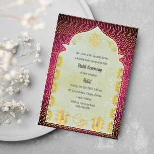 Invitation Cérémonie Haldi de la mariée hindoue indienne Gane