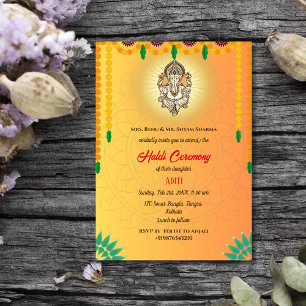 Invitation Cérémonie Haldi de la mariée indienne Couple hindo