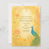 Invitation Cérémonie Haldi de la Mariée Indienne Fleurs de Pa (Devant)