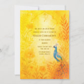 Invitation Cérémonie Haldi de la mariée indienne thème Paon F (Devant)
