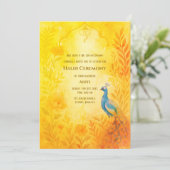 Invitation Cérémonie Haldi de la mariée indienne thème Paon F (Debout devant)