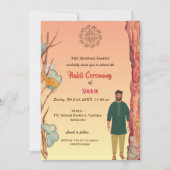 Invitation Cérémonie Haldi du marié hindou indien papillon (Devant)