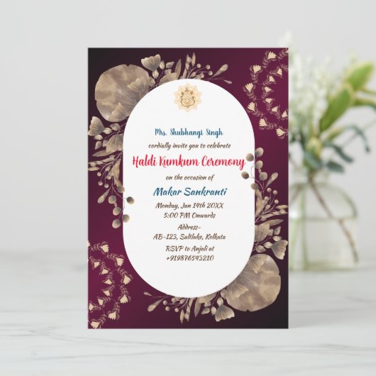 Invitation Cérémonie Haldi Kumkum (Debout devant)