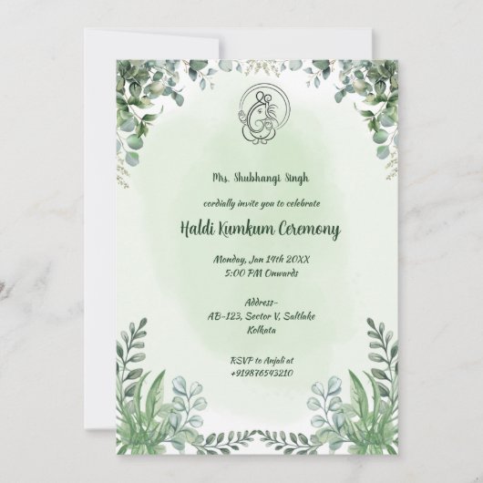 Invitation Cérémonie Haldi Kumkum (Devant)