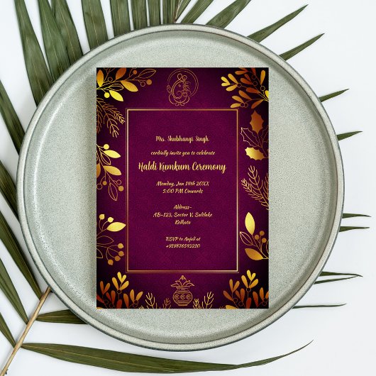 Invitation Cérémonie Haldi Kumkum