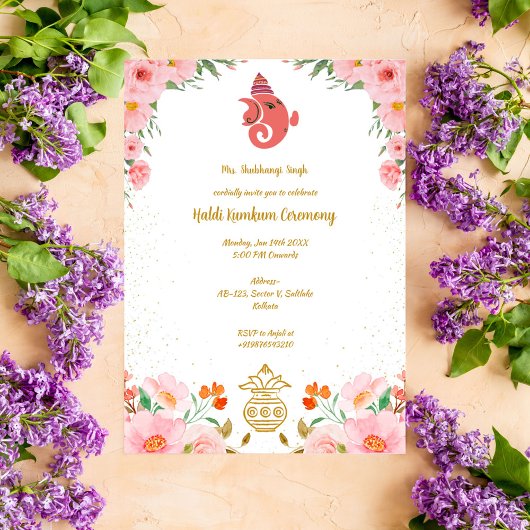 Invitation Cérémonie Haldi Kumkum