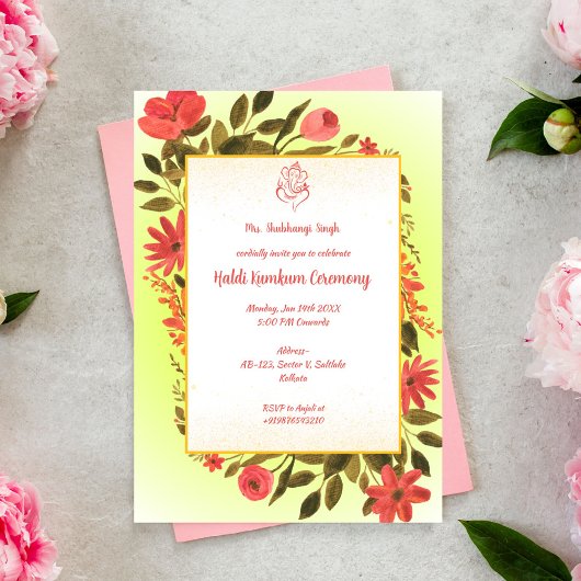 Invitation Cérémonie Haldi Kumkum