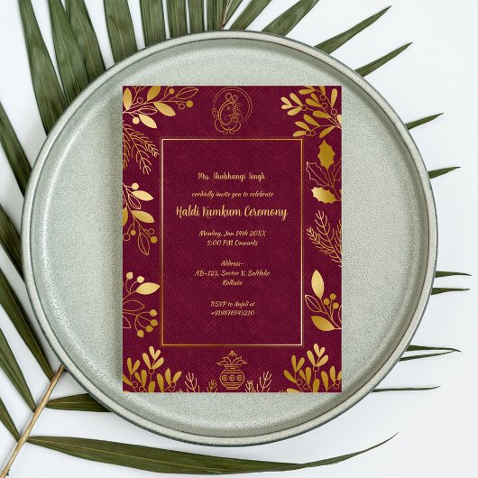 Invitation Cérémonie Haldi Kumkum
