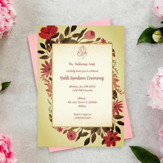 Invitation Cérémonie Haldi Kumkum