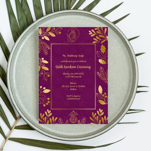 Invitation Cérémonie Haldi Kumkum