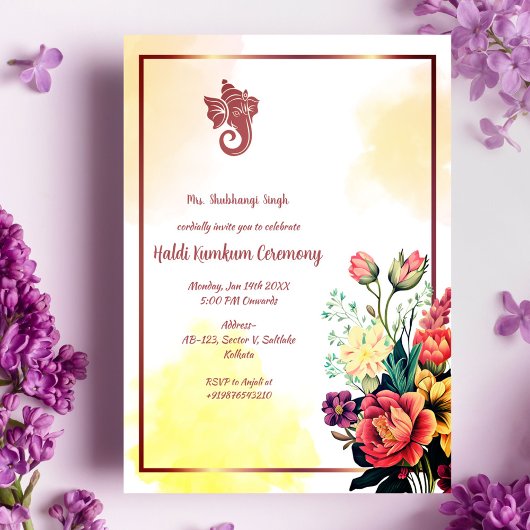 Invitation Cérémonie Haldi Kumkum