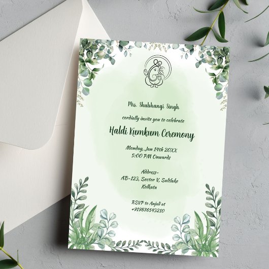Invitation Cérémonie Haldi Kumkum