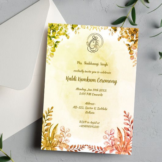 Invitation Cérémonie Haldi Kumkum