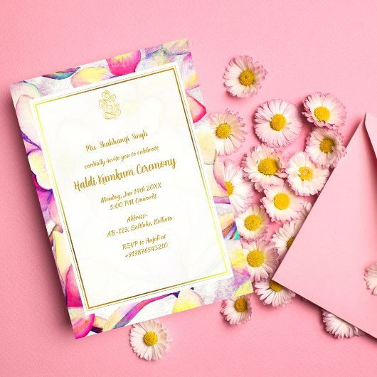Invitation Cérémonie Haldi Kumkum