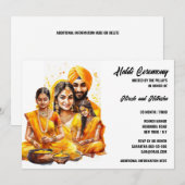 Invitation Cérémonie Haldi marié famille pré-mariage (Devant / Derrière)