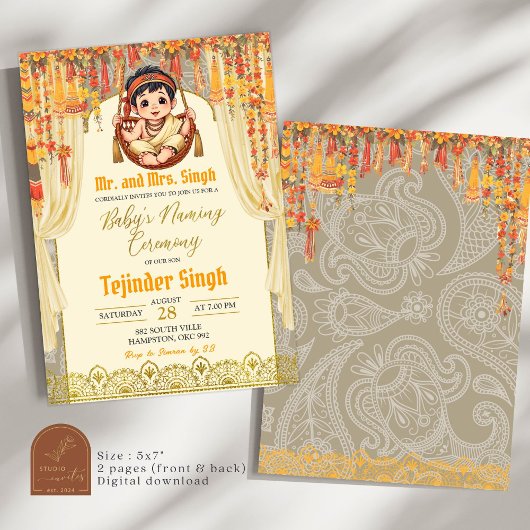 Invitation Cérémonie indienne de baptême de bébé