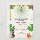 Invitation Cérémonie indienne de la sangeet avant le Mariage (Devant)
