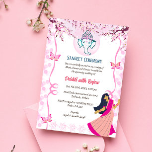 Invitation Cérémonie indienne de la sangeet avant le Mariage