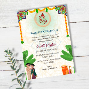 Invitation Cérémonie indienne de la sangeet avant le Mariage