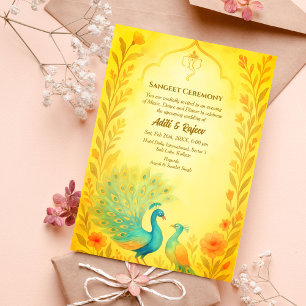 Invitation Cérémonie indienne de la sangeet pré-Mariage Peaco