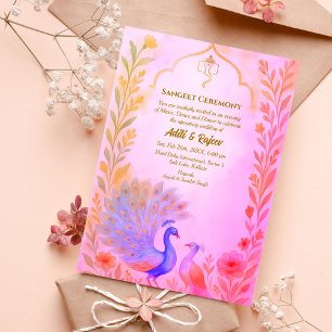 Invitation Cérémonie indienne de la sangeet pré-Mariage Peaco