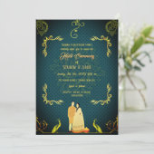 Invitation Cérémonie indienne Haldi Couple hindou Doré (Debout devant)