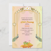 Invitation Cérémonie indienne hindou Groom Haldi Peacock (Devant)