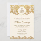 Invitation Cérémonie islamique de la dentelle de crème et d'o (Devant)
