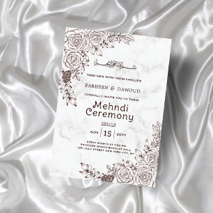Invitation Cérémonie islamique de la dentelle florale Marbre 