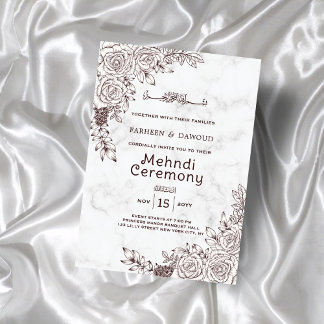 Invitation Cérémonie islamique de la dentelle florale Marbre