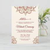 Invitation Cérémonie islamique de Mehndi dorée et bordeaux (Debout devant)