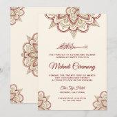 Invitation Cérémonie islamique de Mehndi dorée et bordeaux (Devant / Derrière)